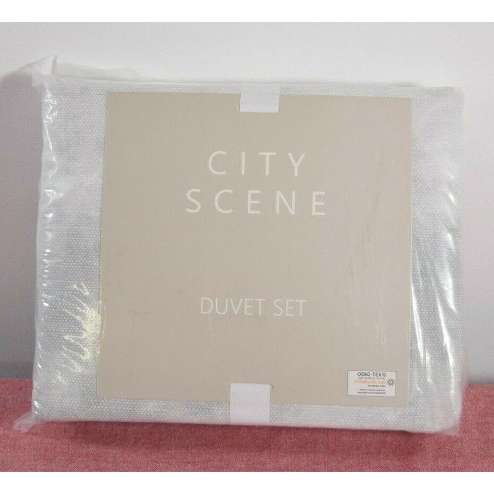 City Scene- Koto Clouds Duvet Cover Set, Gray, Twin